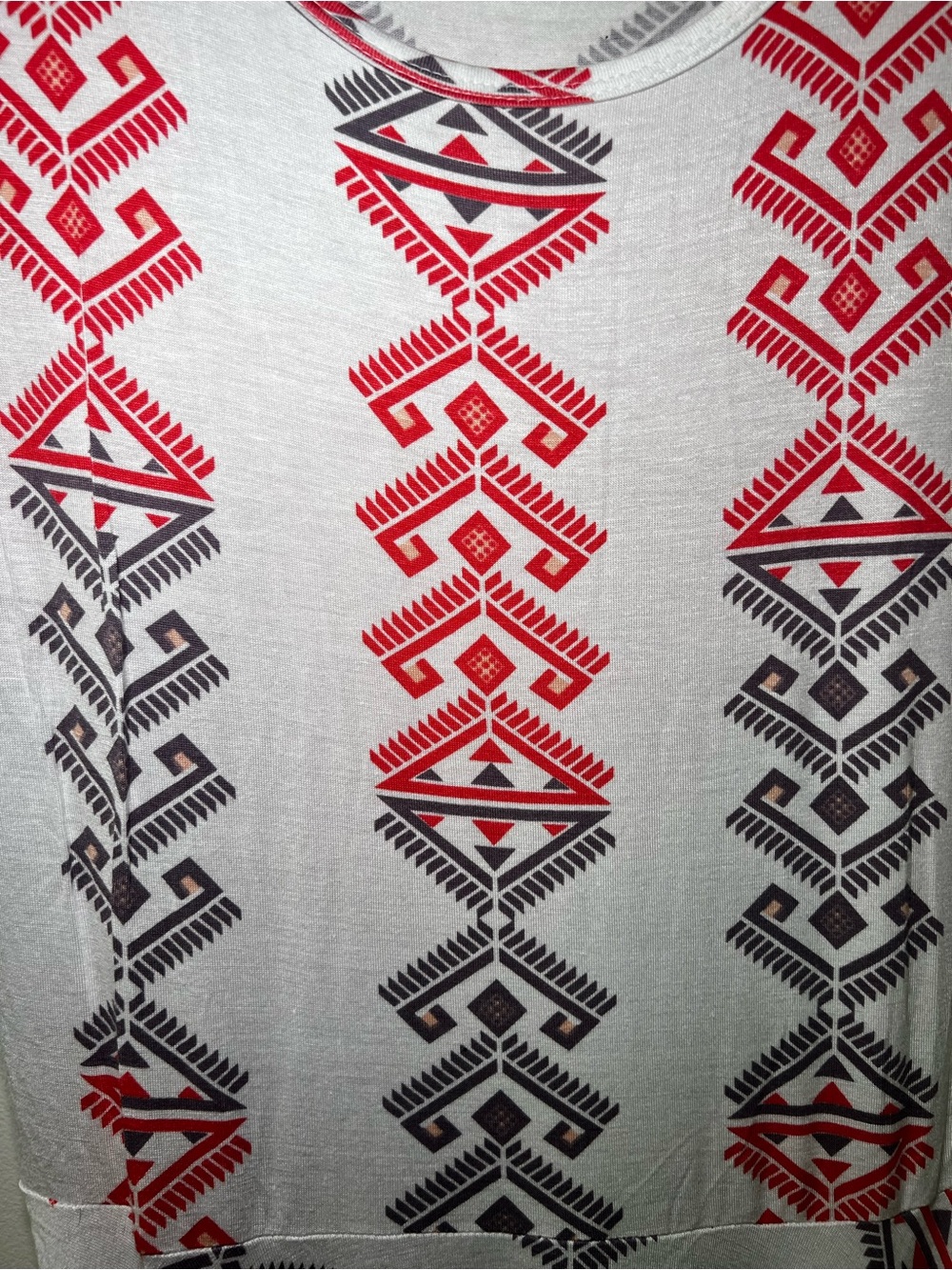 LuLaRoe White Maxi Dress with Red & Black Aztec Print - Picture 2 of 5